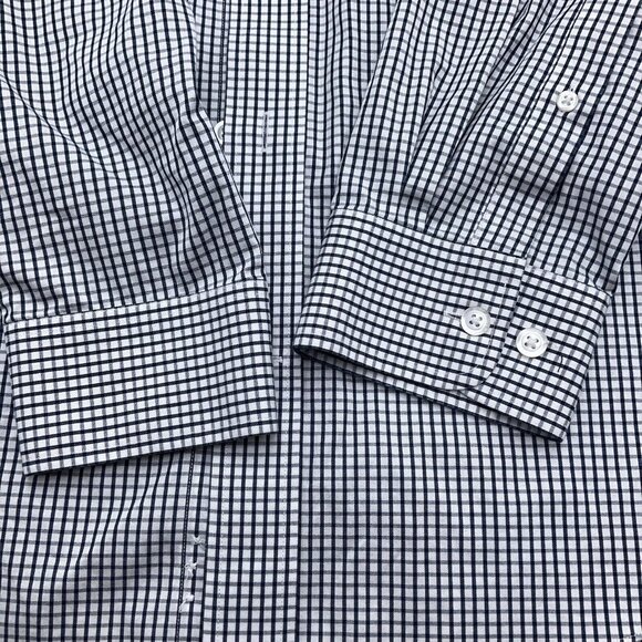 Duluth‎ Shirt Men Large Blue White Check Wrinkle Fighter Relax Fit OCBD Classic - Picture 2 of 8